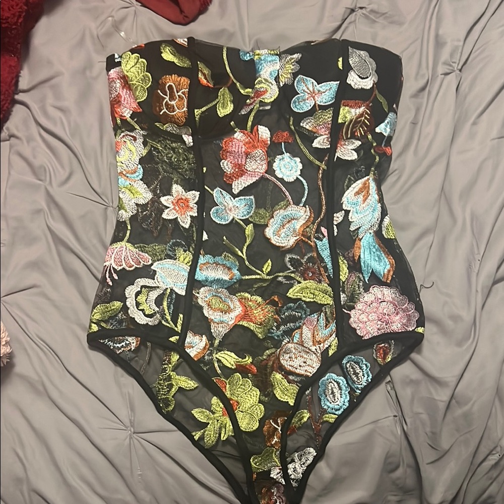 Fashion Nova Black and Red Bodysuit One Piece